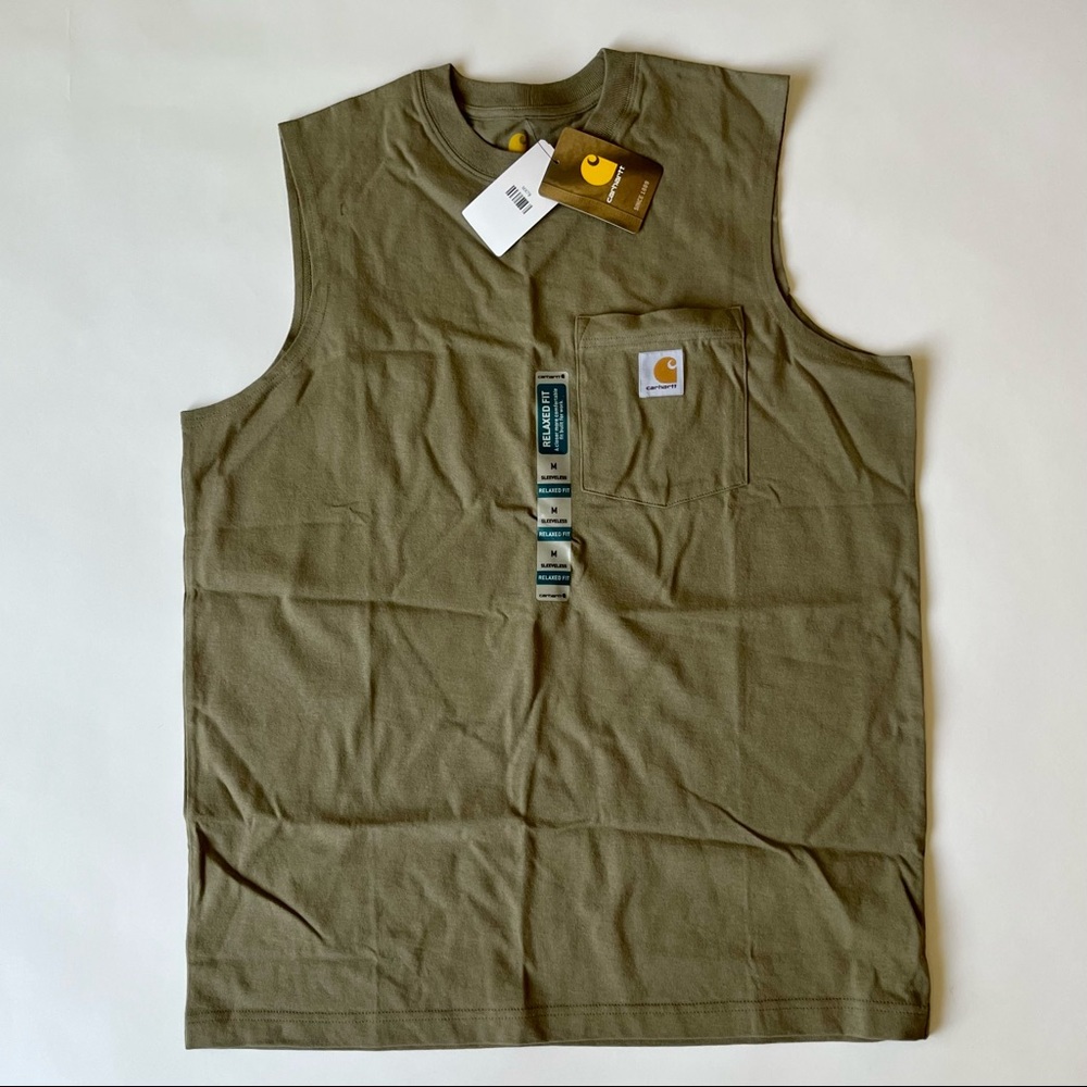 Carhartt Mens Olive Sleeveless T-Shirt - NWT